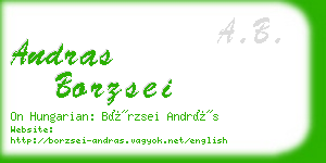 andras borzsei business card